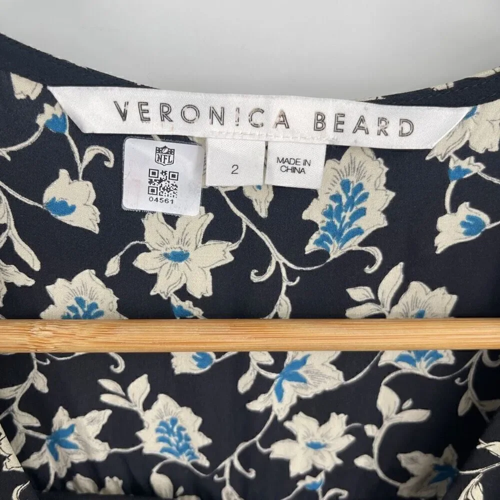 Veronica Beard Josephine Ruched Ruffle Stretch Silk Dress Sz 2
